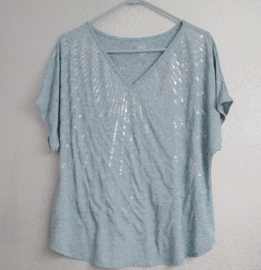 a.n.a. Sequined Short Sleeve Top Size XL